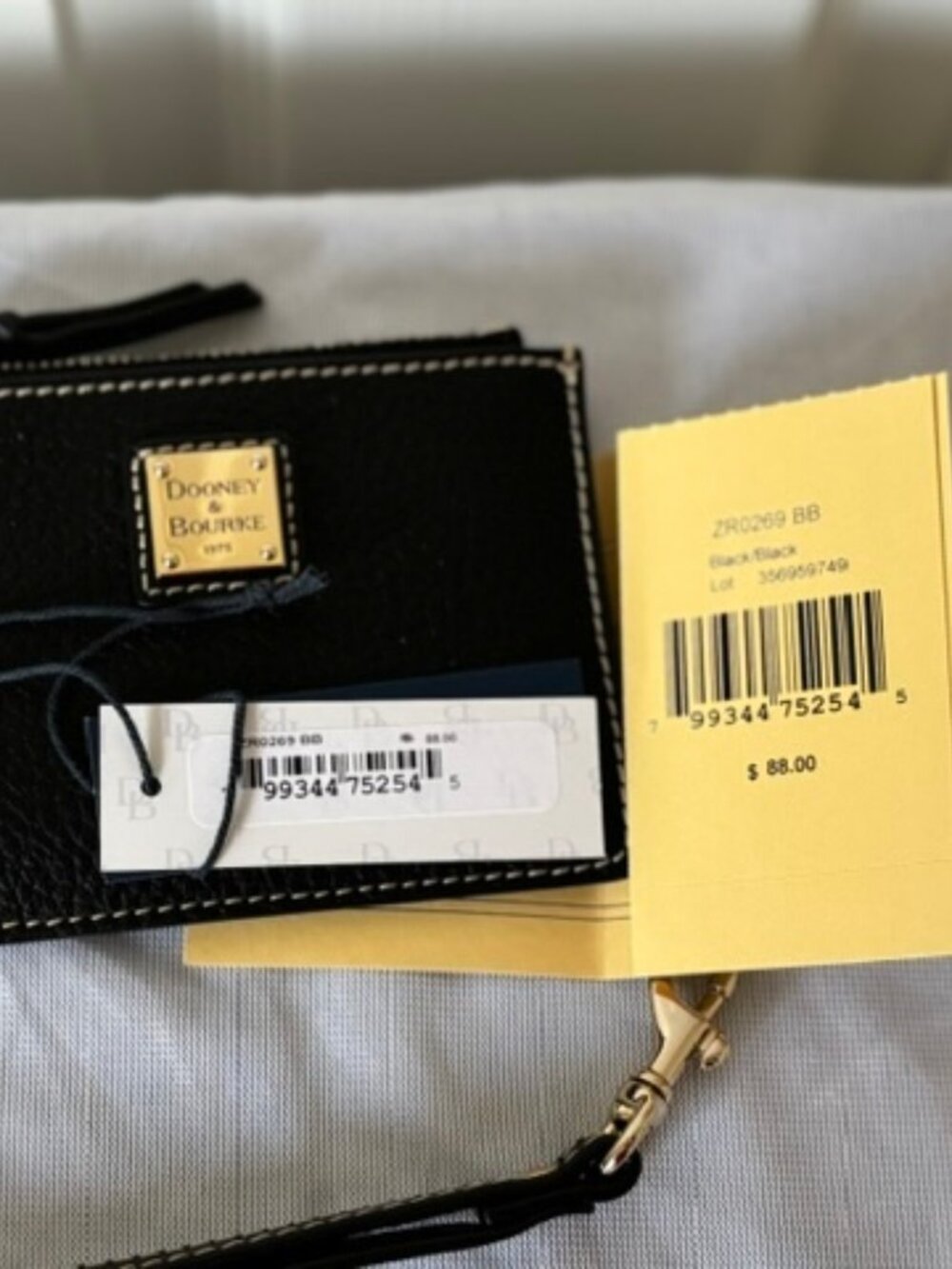 Dooney & Bourke Pebble Grain Zip Top Card Case Wristlet Black - Picture 9 of 12